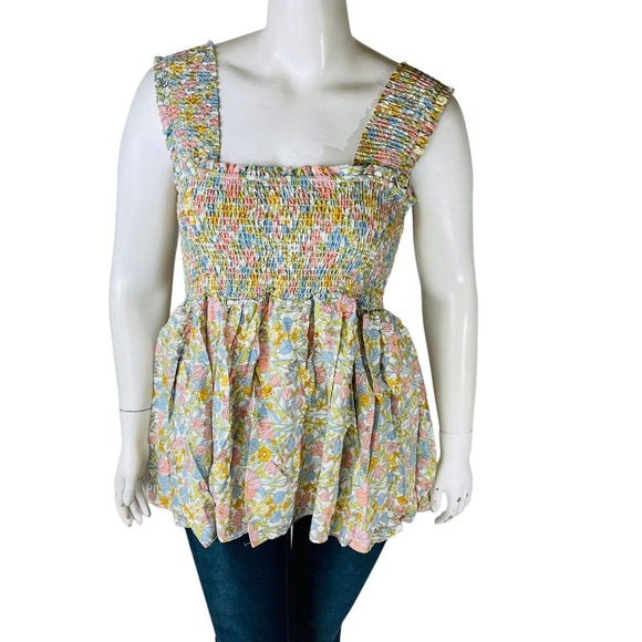 Rachel Zoe Tops - New Rachel Zoe Womans Sz 1X Plus White Floral Smocked Ditsy Print NWT